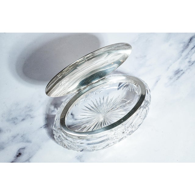 Silver Stunning Crystal Sterling Silver Antique Jewelry Dresser Vanity Box For Sale - Image 8 of 18