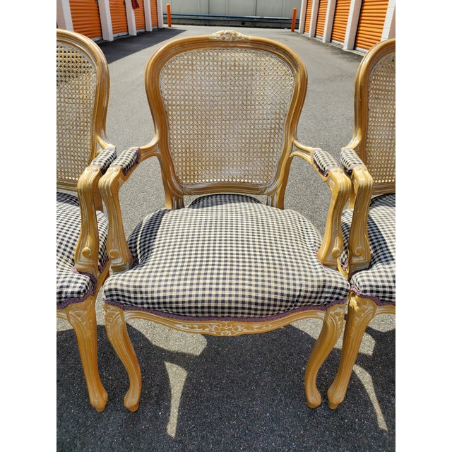 Mid 20th Century French Provincial Louis XV Style Cane Backed Fauteuils Arm Chairs For Sale In Jacksonville, FL - Image 6 of 17