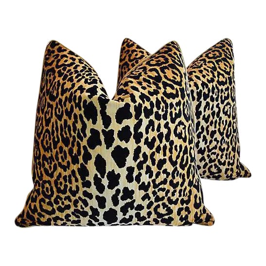 Hollywood Leopard Spot Safari Velvet Feather/Down Pillows 26" Square - Pair For Sale - Image 11 of 11
