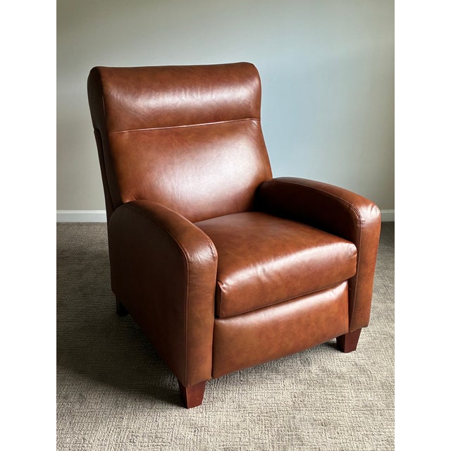 Transitional Late 20th Century Comfort Design Cognac Leather Recliner Lounge Chair For Sale - Image 3 of 7