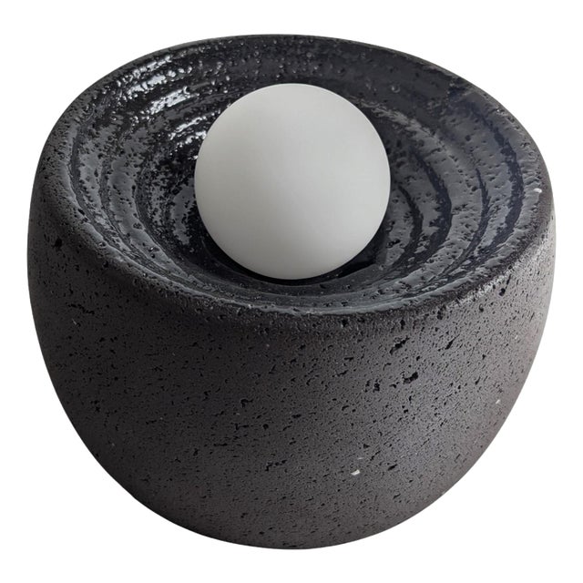 Caldera Partially Glazed Lava Stone Table Lamp by Clemence Birot For Sale