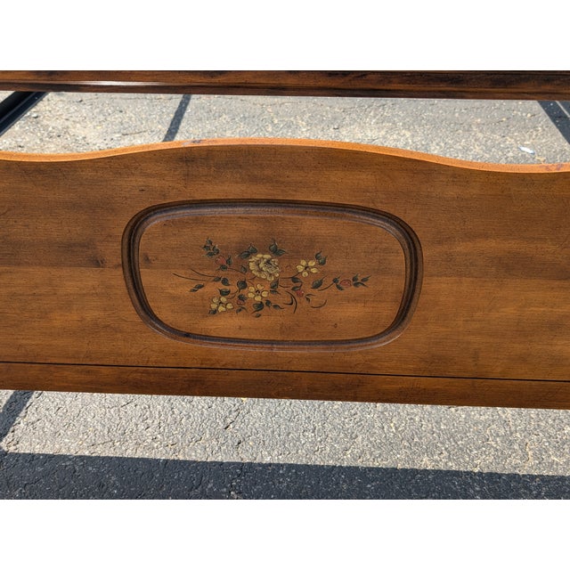 Vintage Convertible Queen or Full Size Traditional Style Half Poster Bedframe For Sale - Image 11 of 14