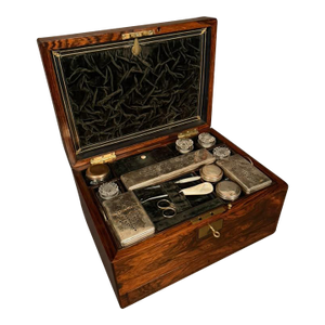 English Ladies Travel Box in Rosewood, Signed Mechi and Bazin of London, Circa 1870