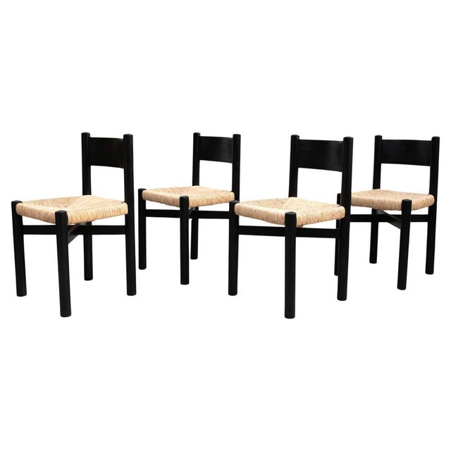 Wood and Rattan Chairs attributed to Charlotte Perriand, 1980s, Set of 4 For Sale - Image 18 of 18