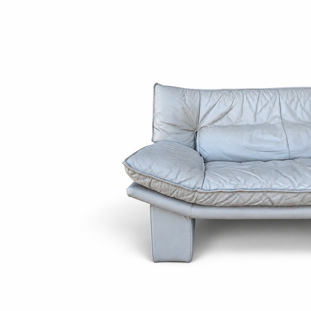 Vintage Nicoletti Italia Postmodern Gray Leather Loveseat, Italy, 1980s For Sale - Image 15 of 18