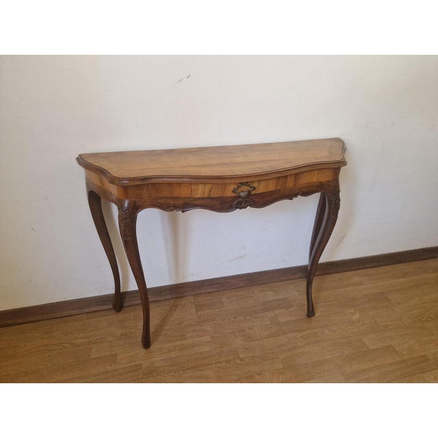 Louis XV Walnut Console Table, 1940s For Sale - Image 14 of 18