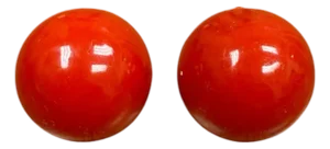 Vintage Red Domed Clip on Earrings Hong Kong, A Pair