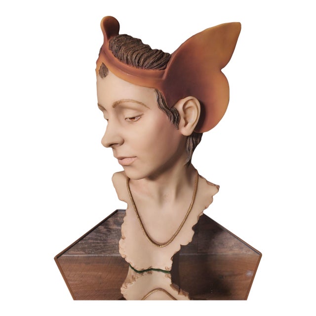 Vintage Flambro Usa 4 Seasons Fall Elf Bust Sculpture by Michael Talbot For Sale