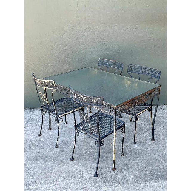 Vintage Meadowcraft Greek Key Metal and Glass Patio Table For Sale - Image 10 of 12