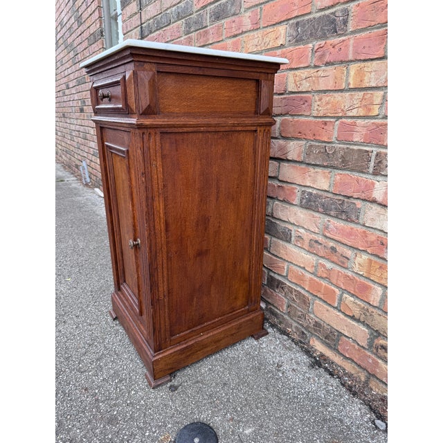 19th Century French Cupboard Side Table With Marble Top For Sale - Image 4 of 9
