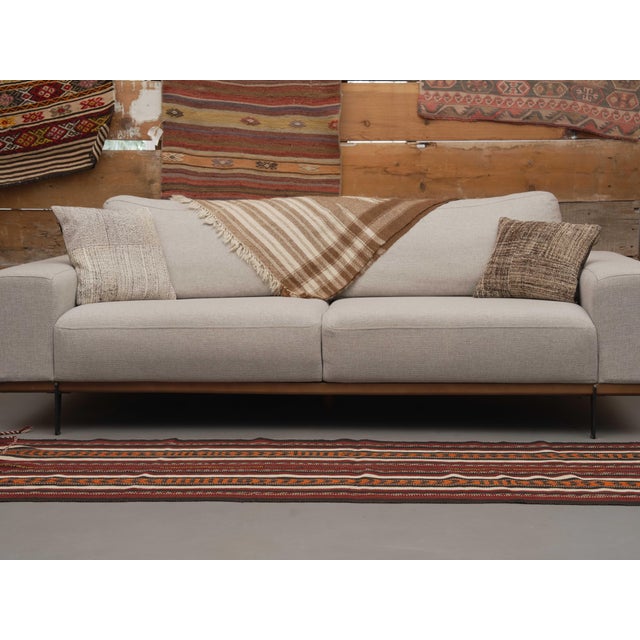1970s Vintage Handmade Wool Cotton Burgundy Runner Rug For Sale - Image 10 of 10