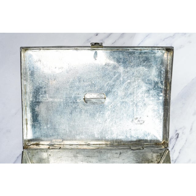 Metal Timeworn Antique Metal Lock Box Storage Home Decor Rustic Industrial For Sale - Image 7 of 12