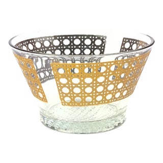 Large Vintage 22k Gold Embellished Glass Canella Ice Bowl by Culver LTD For Sale