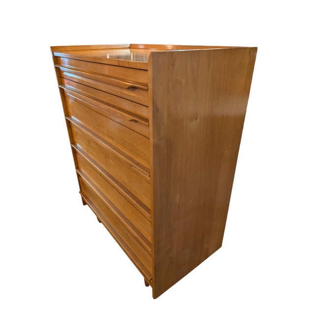1950s 1950s Mid Century Crawford Maple Highboy Six Drawer Dresser For Sale - Image 5 of 5