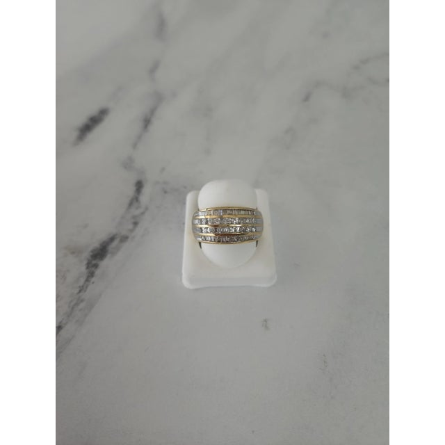 Four Row Vintage Diamond Wedding Band 14k Two-Toned Gold, Size 7 For Sale - Image 4 of 4