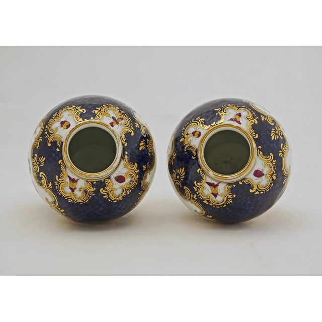 English Antique English Porcelain Signed Fret Mark English Country House Decor Mantle Tea Caddies- a Pair For Sale - Image 3 of 8