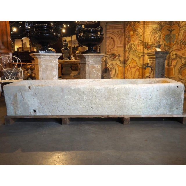 A Long Antique White Limestone Trough From Eastern France, Circa 1800 For Sale - Image 15 of 18