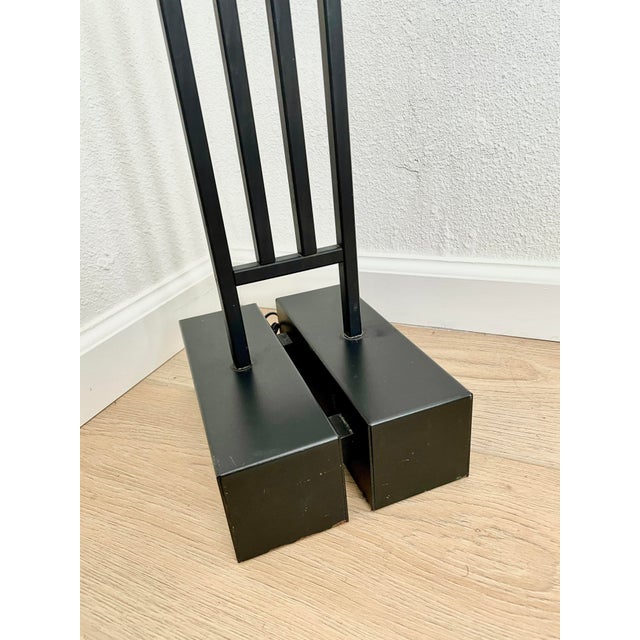 Metal Postmodern 1987 Robert Sonneman for George Kovacs Black Torchiere Floor Lamp For Sale - Image 7 of 12