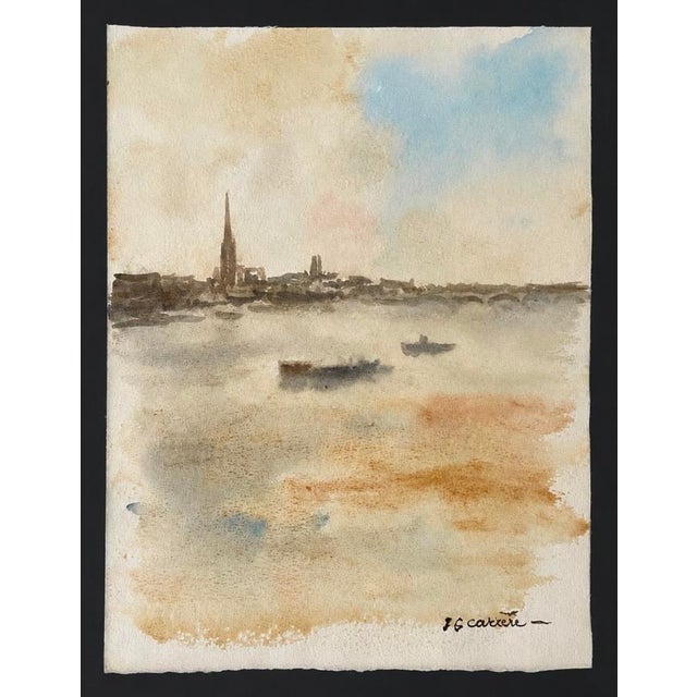 JG Carrère, Bordeaux, 1980s, Watercolor For Sale - Image 3 of 5