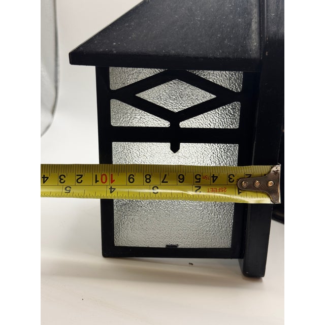 Vintage Arts Crafts Porch Sconces Pair Mid Century Lights Frosted Glass Lamps Cottage Arts and Crafts - a Pair For Sale - Image 10 of 14