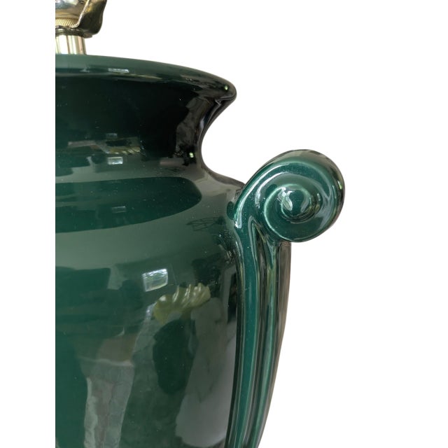 Vintage Neoclassical Green Ceramic Table Lamp For Sale In Charlotte - Image 6 of 14