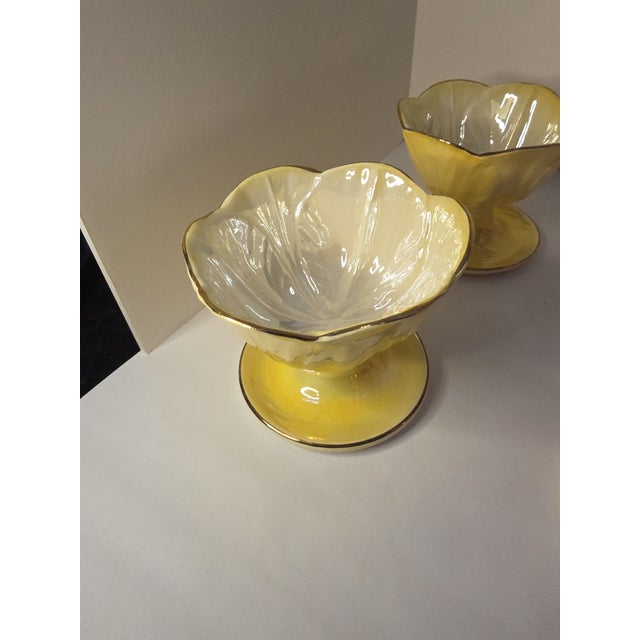 Antique White Vintage English Pearl Lustre Stemmed Dessert Bowls - Set of Eight For Sale - Image 8 of 9