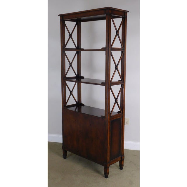 Hickory White Regency Style Mahogany Etagere Bookcase With Leather