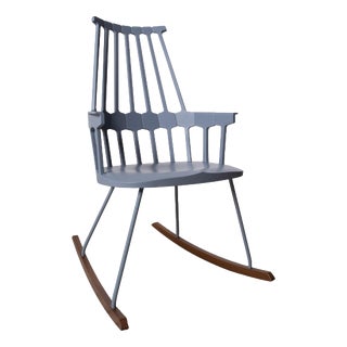 Comeback Rocking Chair in Wood and Blue Plastic by Patricia Urquiola for Kartell For Sale