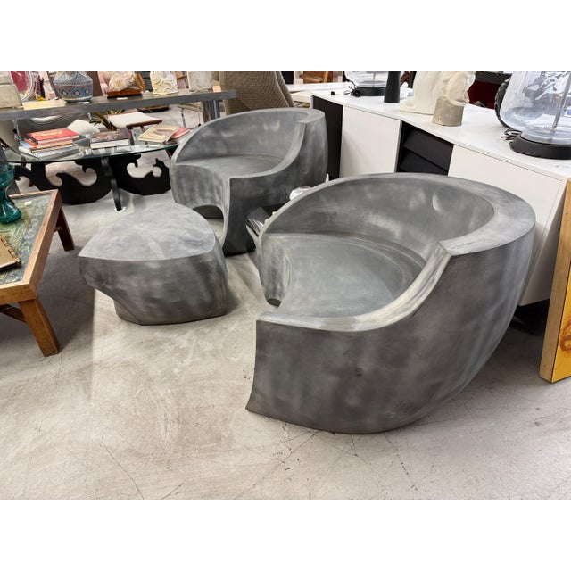 We were fortunate to find a set of Vladimir Kagan Grey Foundry chairs and ottoman for Ralph Pucci. These chairs are...