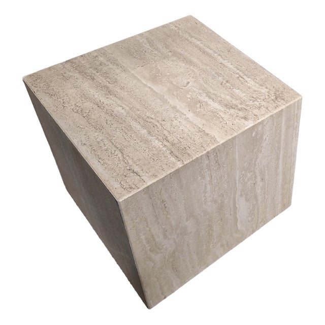 Italian Veined Travertine Coffee Table For Sale