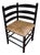 Vintage Mid-Century Ebonized Ladder-Back Corner Chair With Woven Rush Seat For Sale