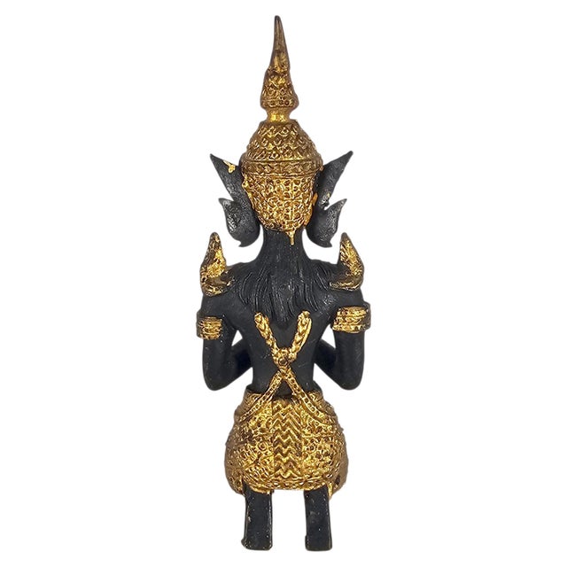 Mid 20th Century Mid-20th Century Thai Thepanom Cast Bronze Kneeling Guardian Figure 7.25" For Sale - Image 5 of 11