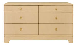 Matthew Izzo Home Kilmer Natural Grasscloth Six Drawer Rounded Edge Chest of Drawers