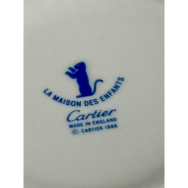 1980s Vintage Cartier La Maison Des Enfants Porcelain Child’s Dining Set – Panther Motif – 1988 For Sale - Image 5 of 12