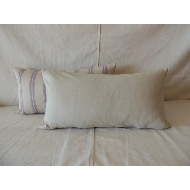 2000 - 2009 Lavender and Taupe Long Bolster Decorative Pillows From Portugal - A Pair For Sale - Image 5 of 8