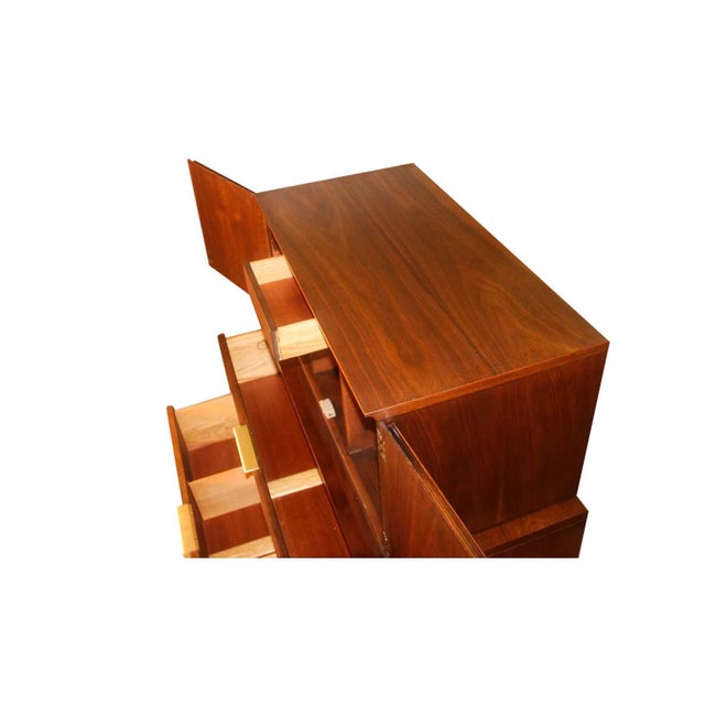 Mid-Century Modern John Stuart Mid Century Highboy Walnut Dresser For Sale - Image 3 of 13