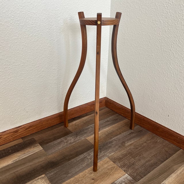 Elegant mid century modern plant stand handcrafted in a unique style resembling a crown. The center pedestal is 6 inches...