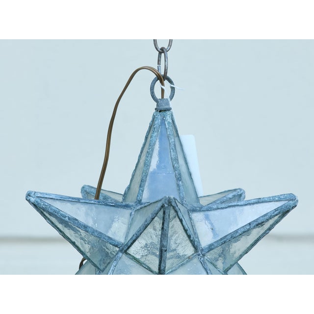 Mid 20th Century French Mid Century Modern Star Metal and Glass Light Fixture with Single Bulb For Sale - Image 10 of 12