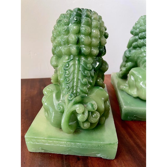 1950s 1950s Acrylic Jade Shishi Guardian Lions- a Pair For Sale - Image 5 of 13