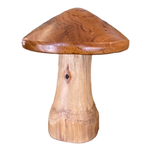 Possibly Hand-Turned Solid Wood Mushroom Sculpture, Mid-Century Modern Folk Art Object,1970s Style