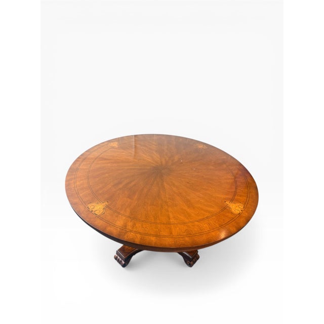 1990s Attributed to Ralph Lauren for Henredon Regency Style Inlaid 54” Round Dining Table For Sale In Boston - Image 6 of 11