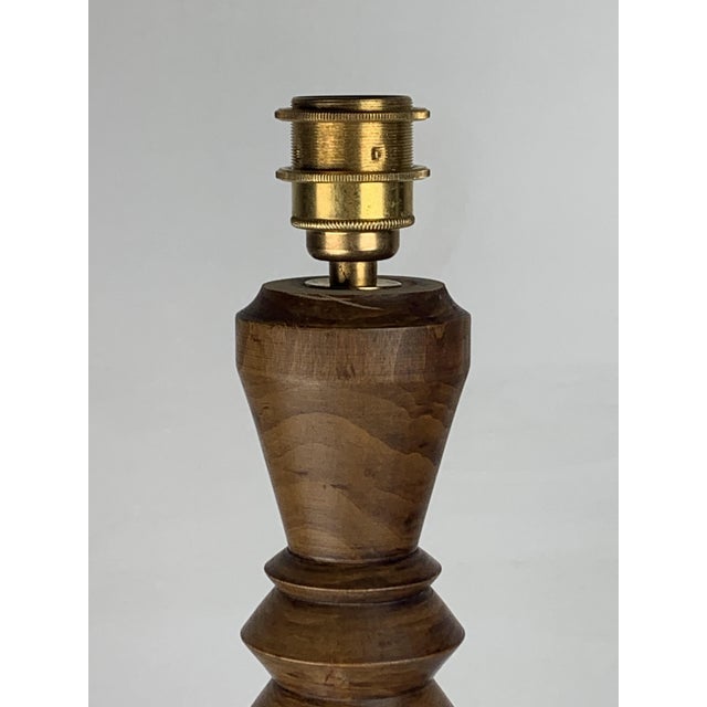1950s Modern French Turned Wood Table Lamp by Charles Dudouyt, 1930s For Sale - Image 5 of 17