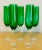 Vintage set of five (5) high quality green crystal champagne flutes with clear crystal stems. Elegant style, ribbed green...
