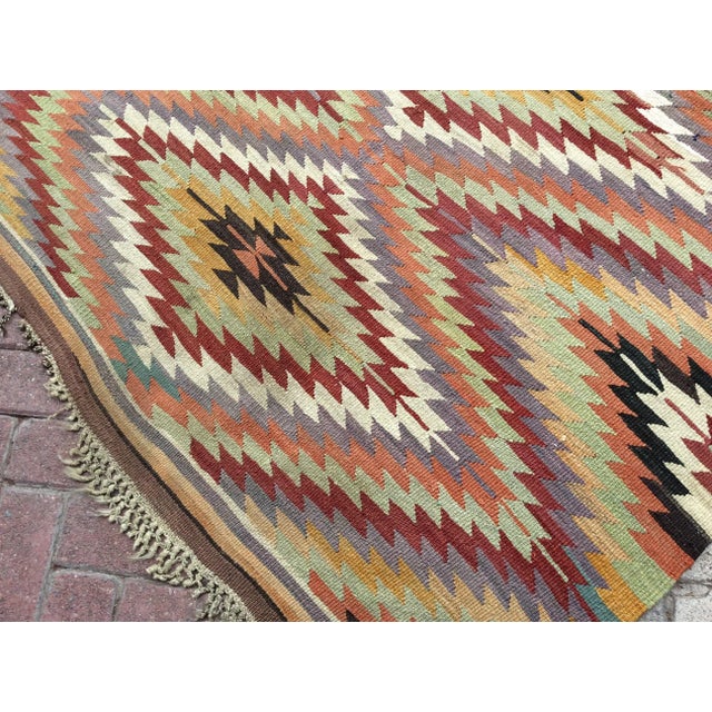 Textile Vintage Turkish Kilim Rug - 58" X 76" For Sale - Image 7 of 11