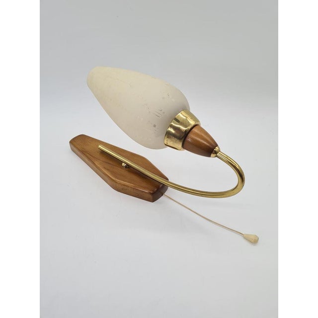 Metal Mid-Century Modern Wall Sconces in Wood and Brass, 1950s-1960s, Set of 3 For Sale - Image 7 of 14