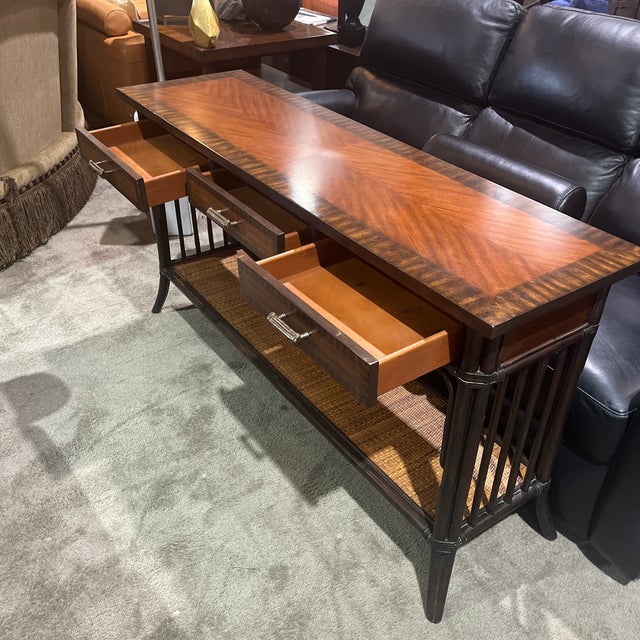 Mid-Century Modern Style - Palecek Bamboo Safa Table W/ 3 Drawers ...