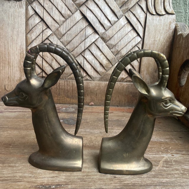 1960s Rosenthal Netter Brass Gazelle Vintage Bookends- a Pair For Sale - Image 9 of 13