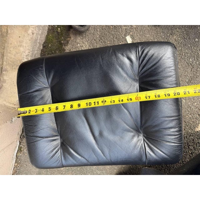 Vintage Ekornes Stressless Black Leather Recliner & Ottoman For Sale - Image 11 of 18