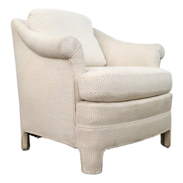 1970’s Hollywood Regency Parsons Fully Upholstered Lounge Chair For Sale