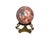 A polished pink, red, and gray marble sphere on an ornate brass dragon stand, ideal for adding sophistication to your home...